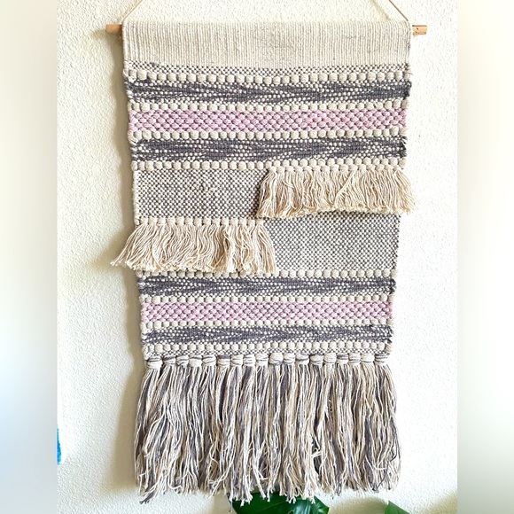 Boho Woven Wall Tapestry Macrame Fringe Wall Hanging 26” - Picture 2 of 8